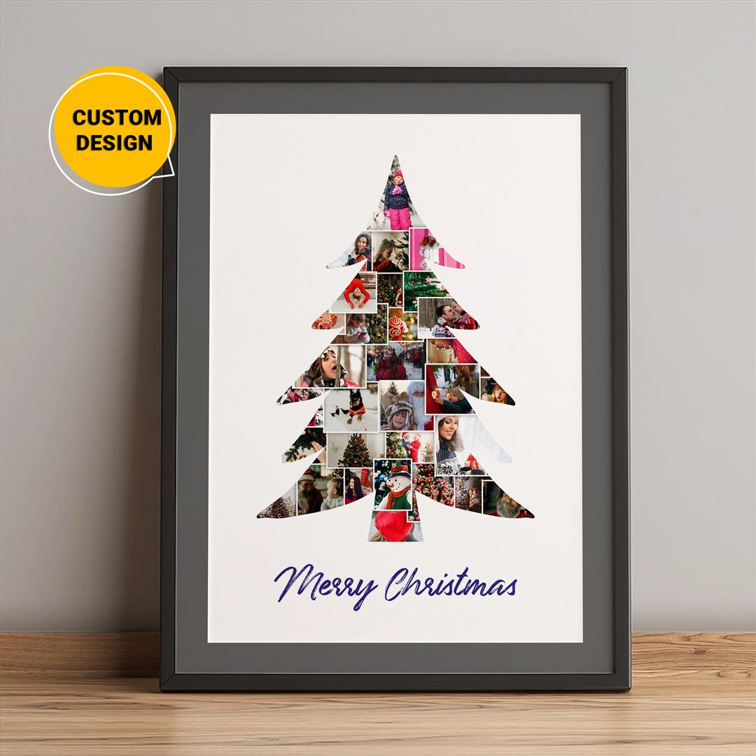 Personalized Christmas Tree Wall Photo Collage Gift
