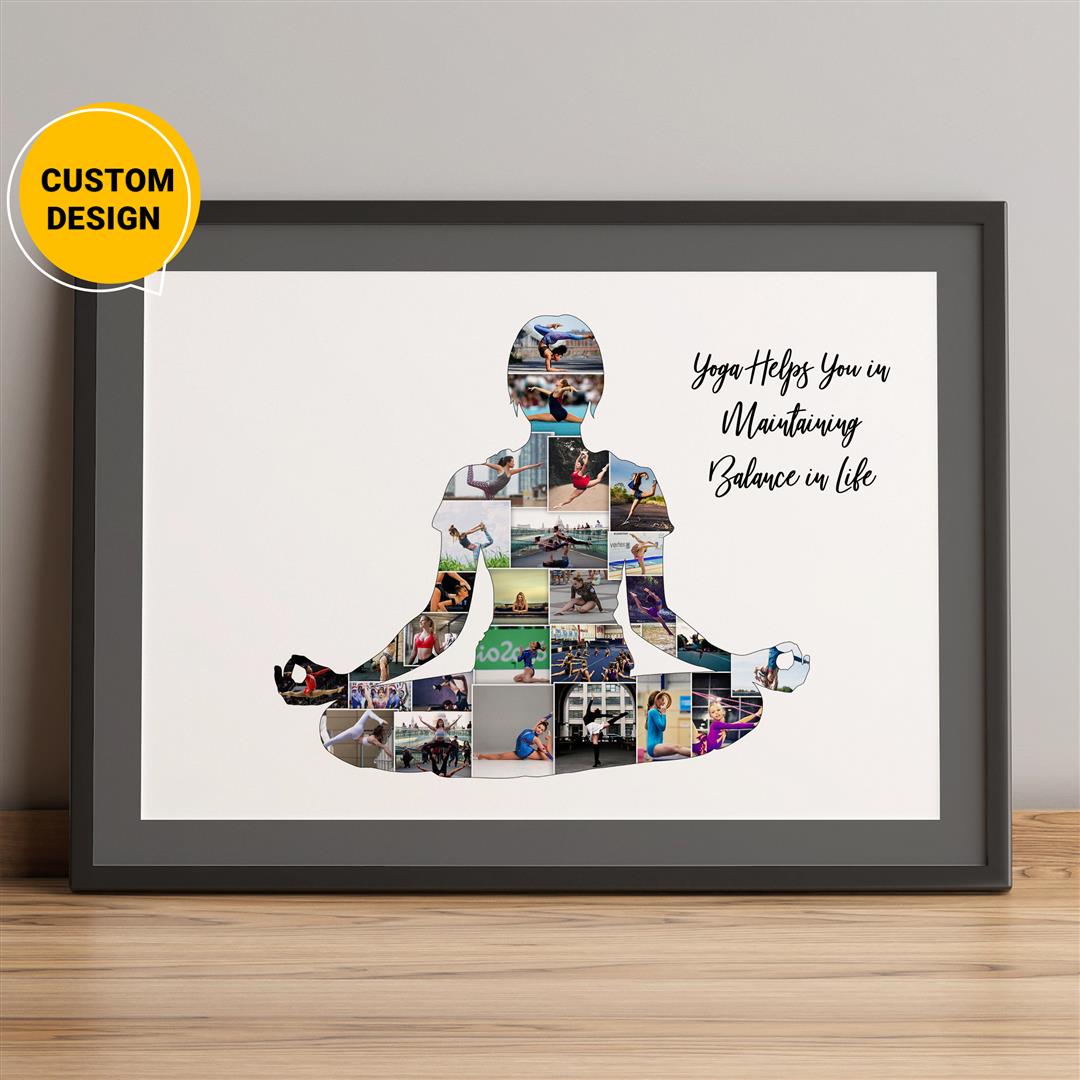 Personalized Yoga Wall Art Collage Gift for Yoga Lovers