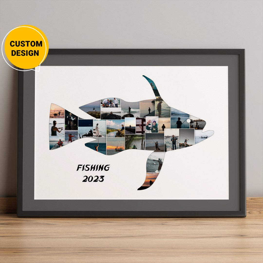 Unique Customised Fishing Picture Collage Gift For Dad – CollagemasterCo