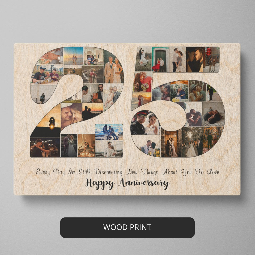 Perfect 25th Wedding Anniversary Gift for Your Wife/Husband - Customized Photo Collage