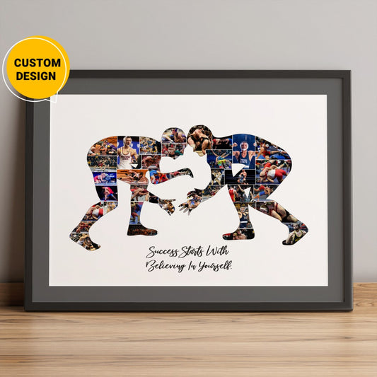 Personalized Wrestling Coach Gifts: Custom Photo Collage for Wrestling Enthusiasts