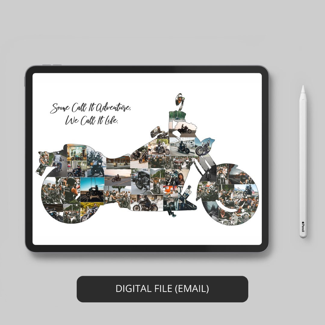 Unique Harley Davidson Gifts for Him: Customized Photo Collage for Motorcycle Admirers