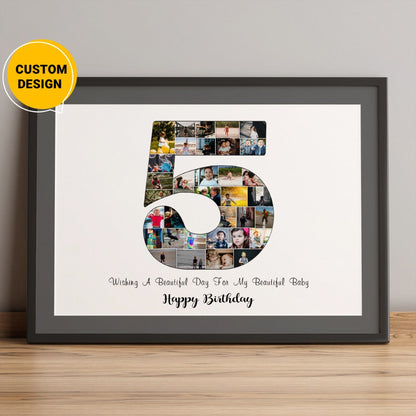 Make a special and unique gift for your loved one's 5th birthday with this personalized photo collage