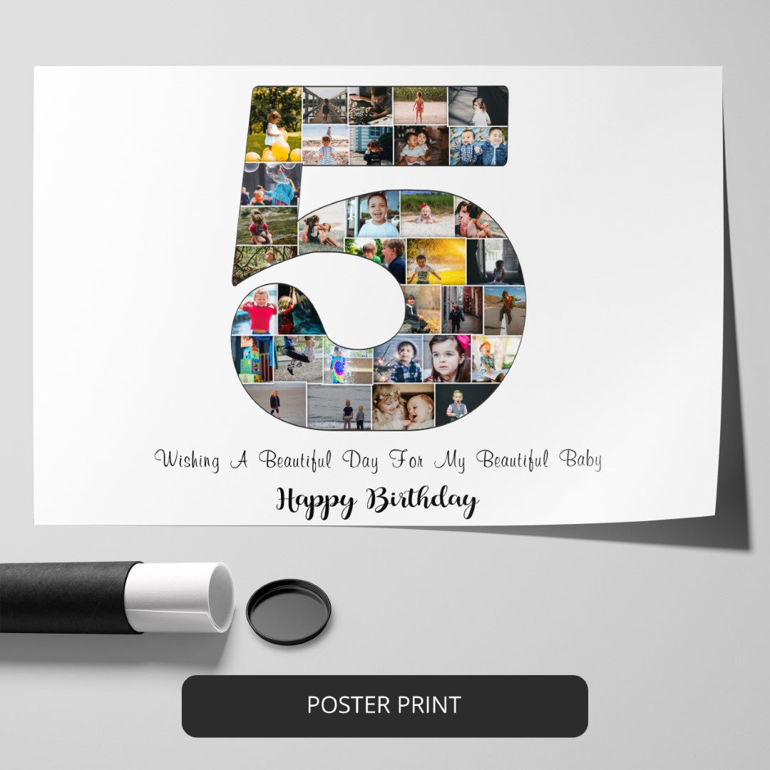 perfect custom 5th birthday photo collage