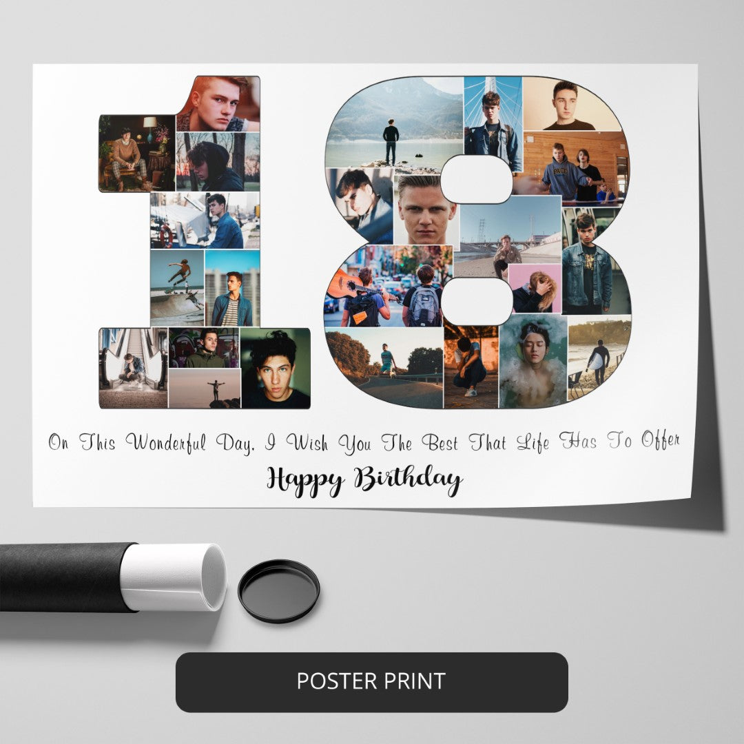 Unique 18th birthday gifts for him or her - customize our photo collage