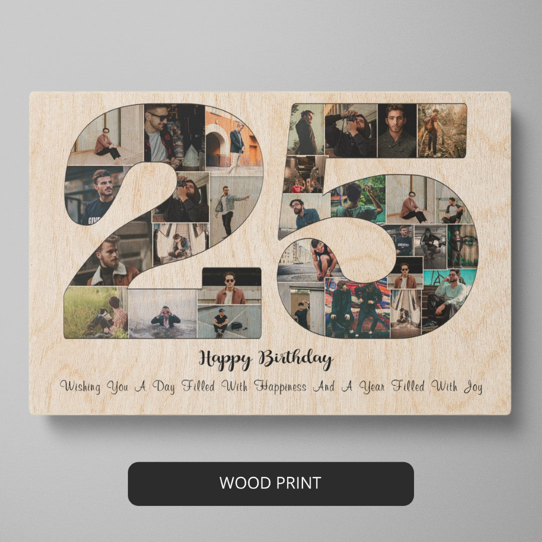 Custom 25th Birthday Wall Decor Collage Gift