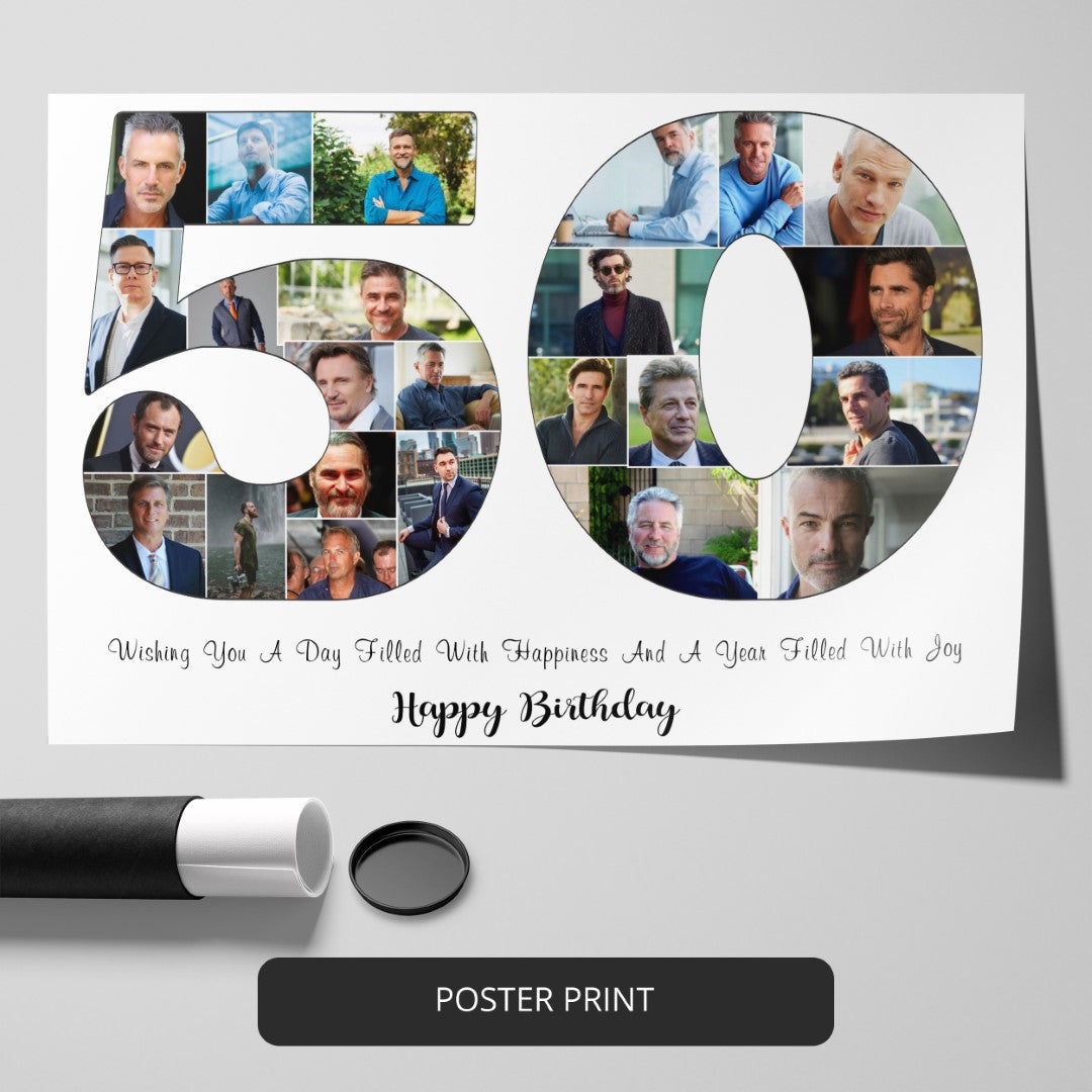 Unique Personalized 50th Birthday Photo Collage Gifts