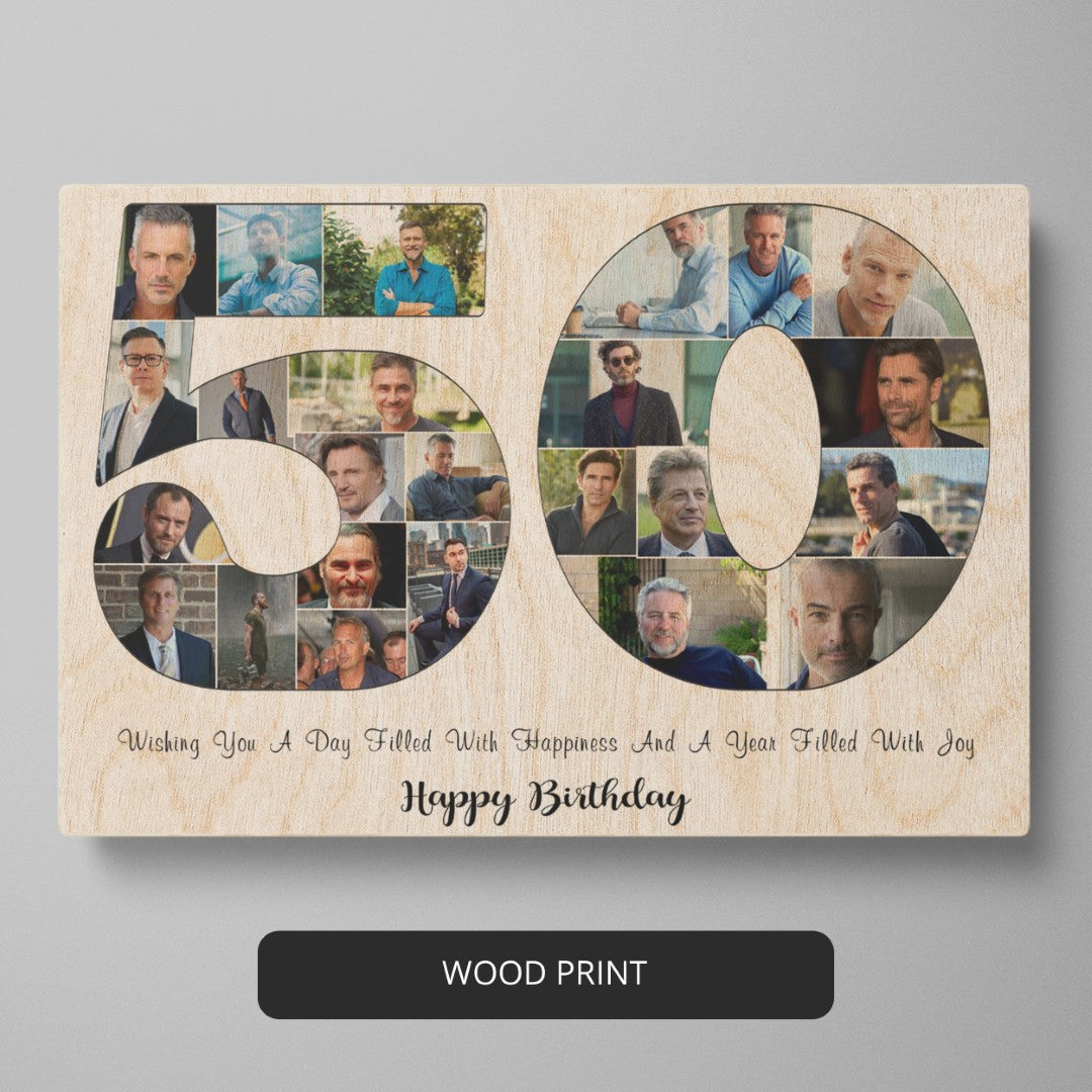Custom 50th Birthday Wall Decor - Personalized Photo Collage Gift