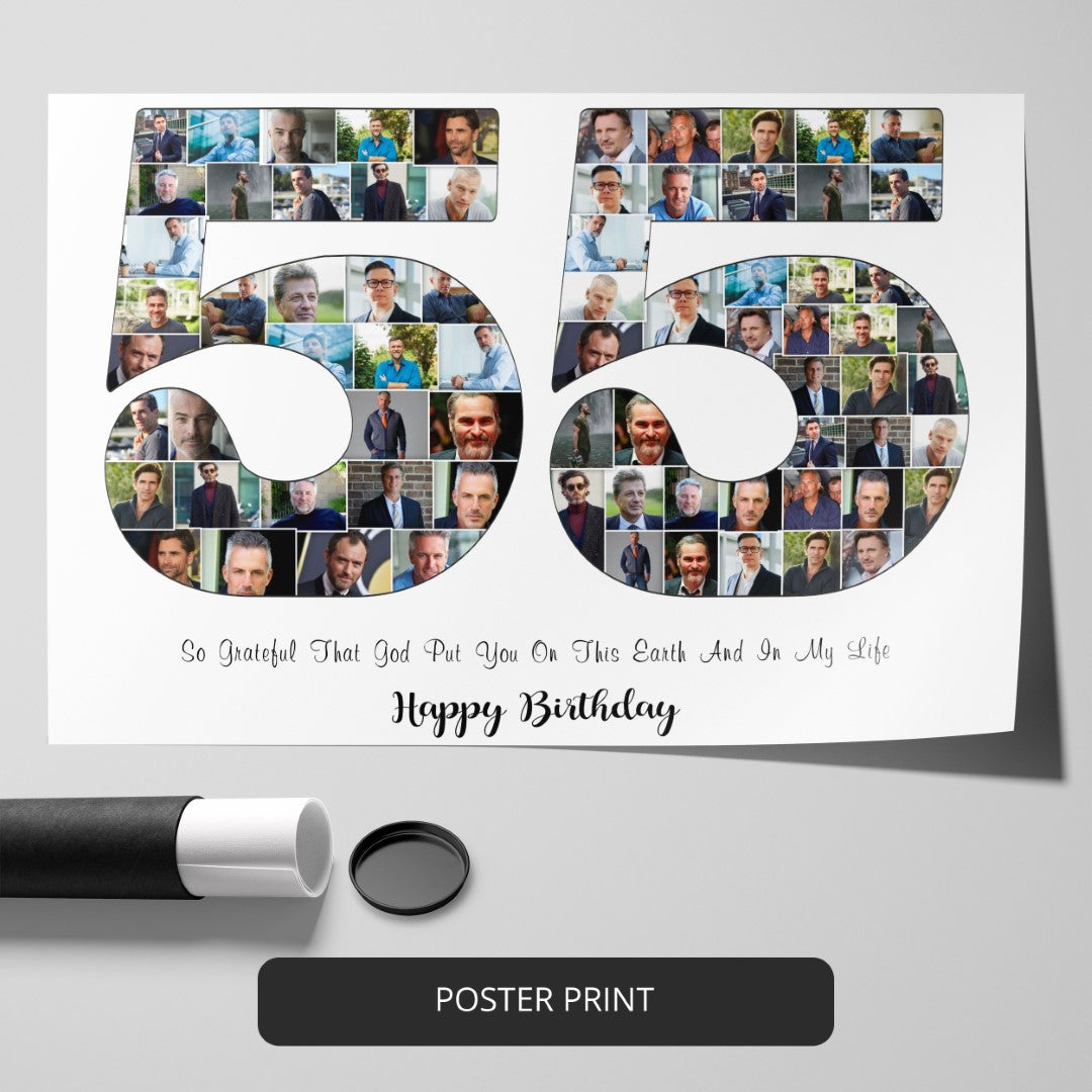 Unique 55th Birthday Photo Collage Present Ideas for Dad or Mom