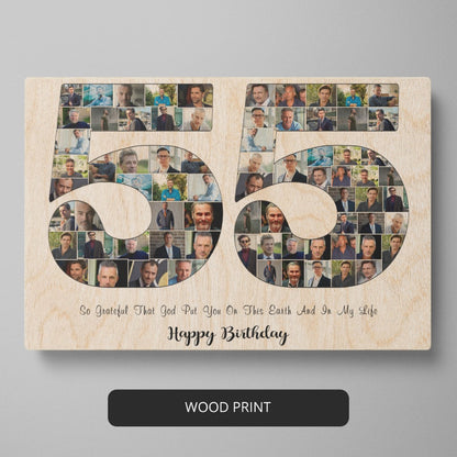 Customized 55th Birthday Photo Collage Art Gift Ideas for Her or Him