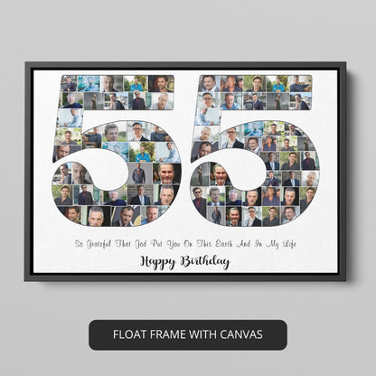 Custom 55th Birthday Photo Collage Gift For Mom/Dad - Cherished Family Moments