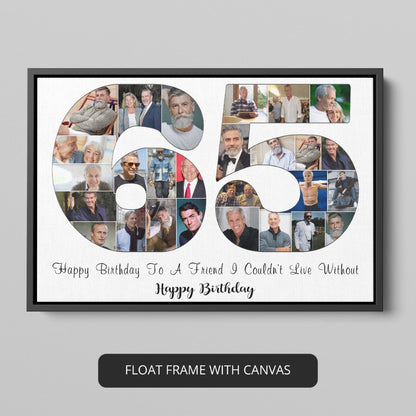 65th Birthday Gift Ideas for Dad - Personalized Photo Collage Present