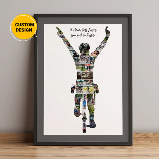 Personalized Cycling Gifts for Him: Customizable Photo Collage"