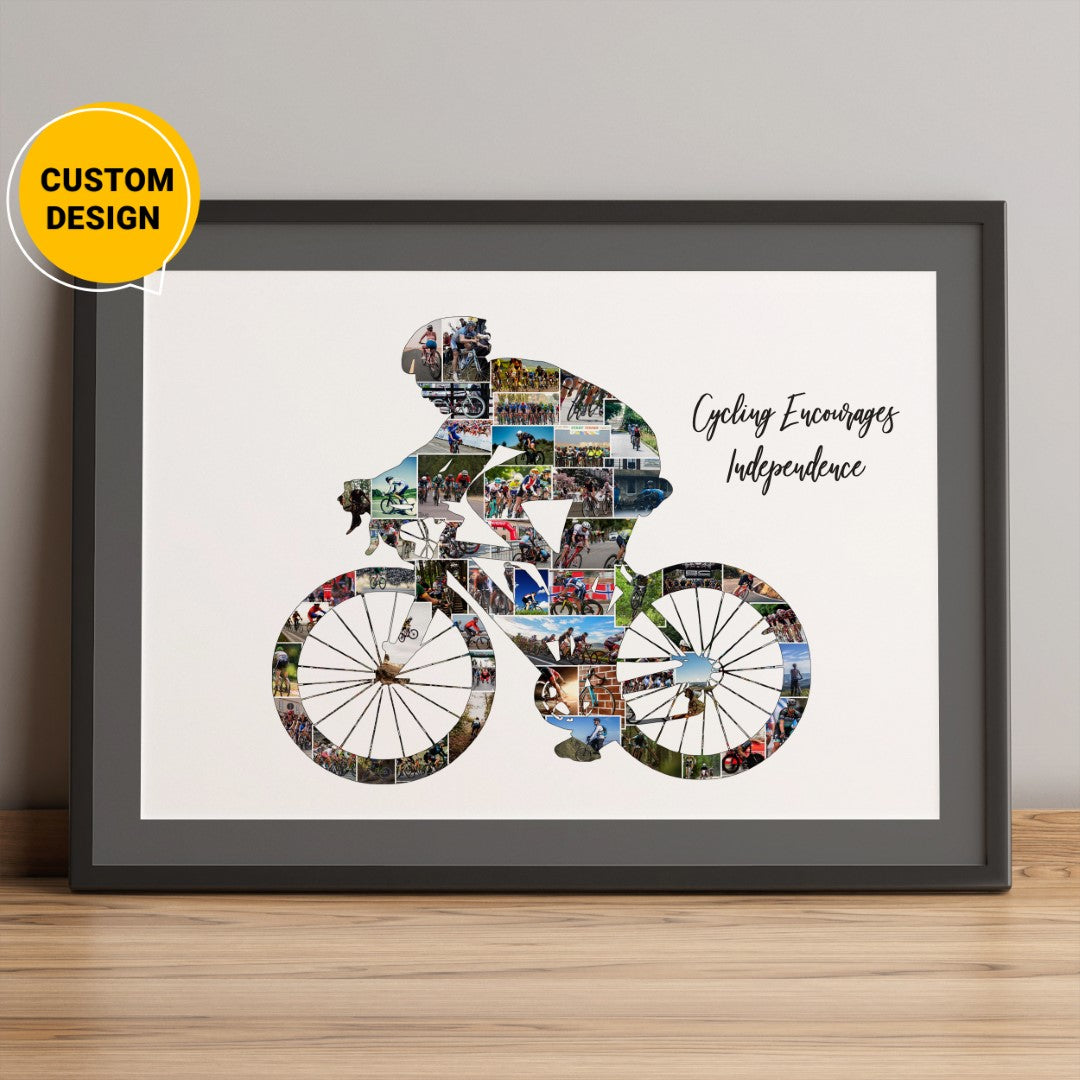 Personalized cycling gifts for women: Custom photo collage capturing memorable moments