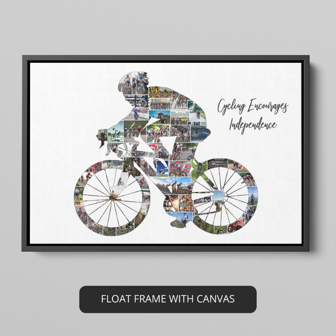 Express your passion with cycling art print: Custom photo collage for biking enthusiasts