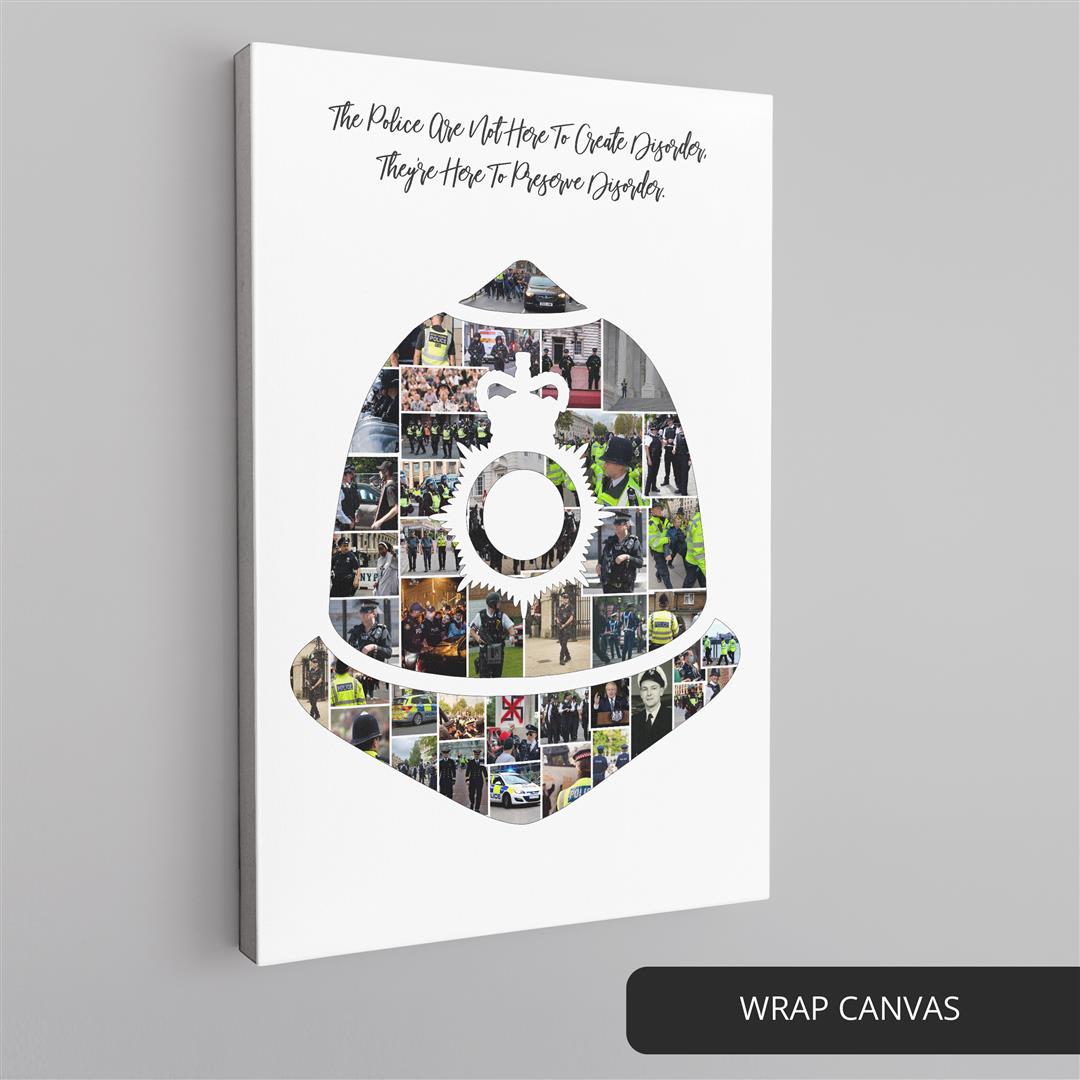 Police Wall Art: Handcrafted Photo Collage Gift for Men