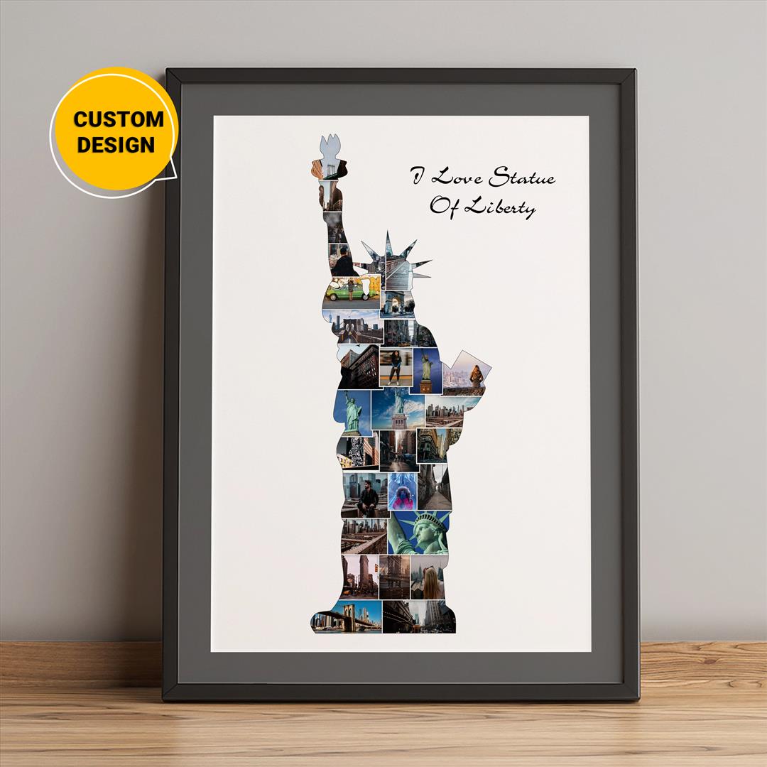 Statue of Liberty Gift: Personalized Photo Collage with Iconic Artwork