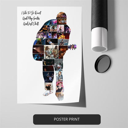 Guitar Art in a Personalized Photo Collage: Perfect Gifts for a Singer