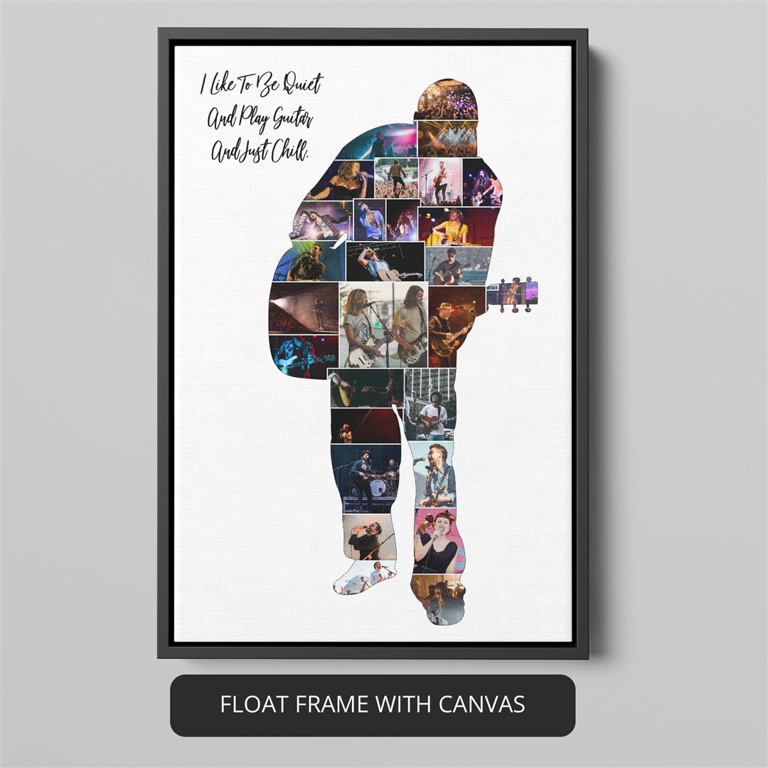 Guitar Player Poster in a Personalized Photo Collage: Memorable Gift