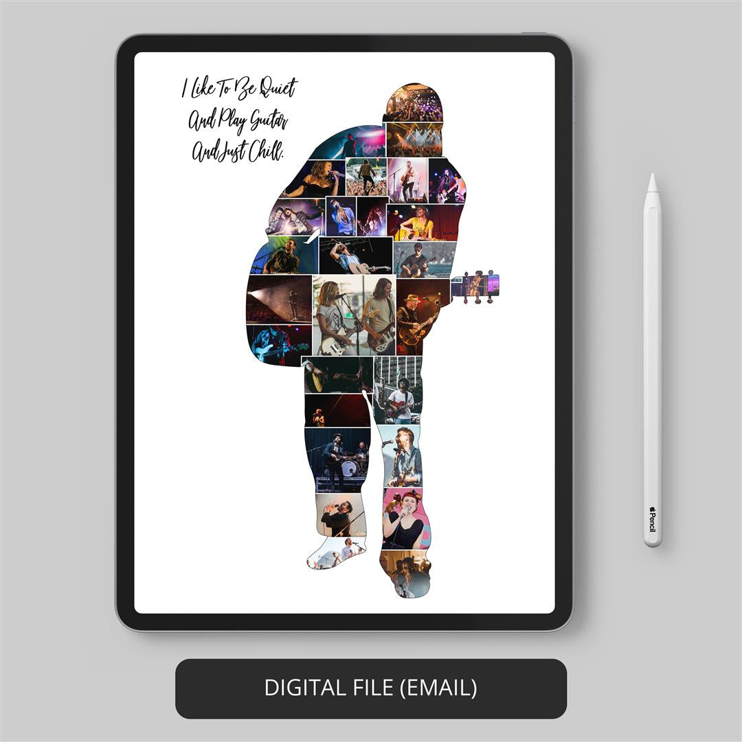Singer's Delight: Custom Photo Collage with Guitar Player Art