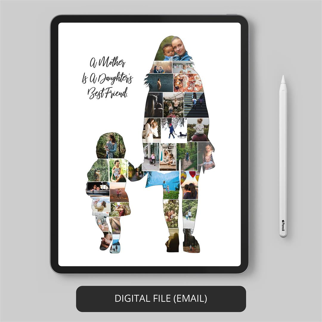 Mother's Day Photo Collage: Customized Artwork - Unique Gift Idea for Mom and Daughter