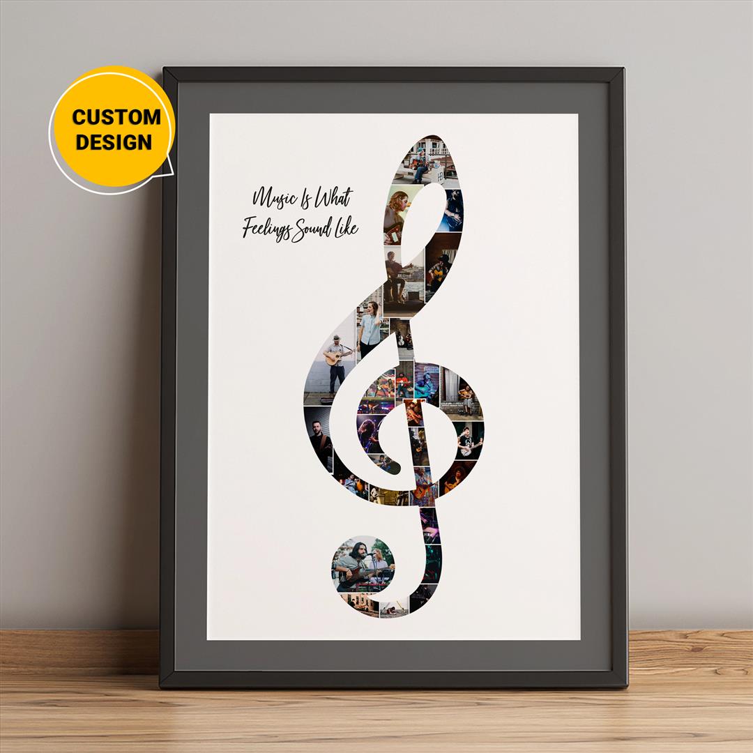 Personalized Photo Collage - Music Arts Gift for a Singer - Studio Art