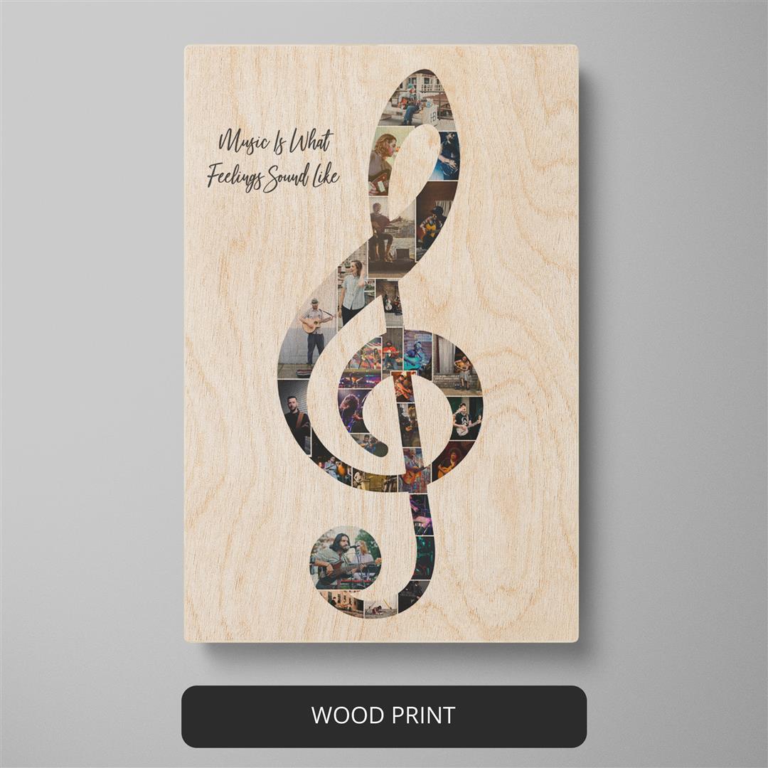 Music Note Symbol Art - Music Note Wall Decor - Personalized Photo Collage