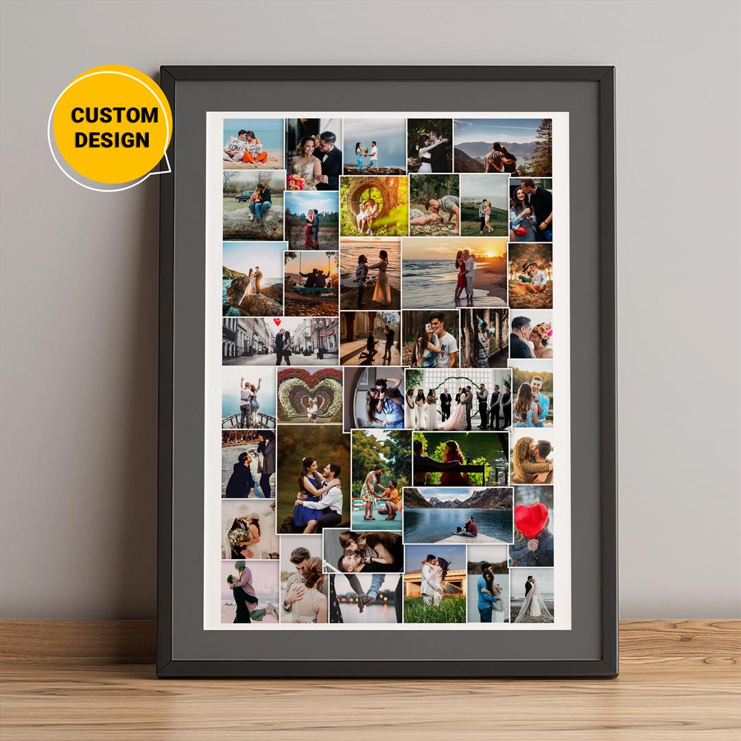 Custom Photo Collage Gift: Personalized Wedding Photo Collage Frame