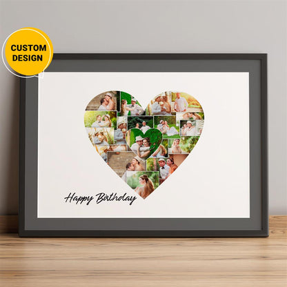 Heart Shaped Photo Collage - Personalized Birthday Gifts for Her