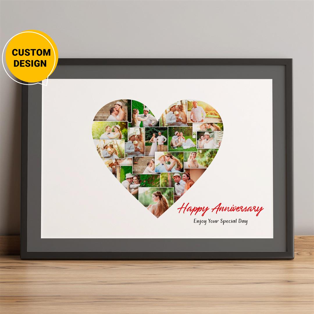 Heart Shaped Personalized Photo Frame Collage Gift