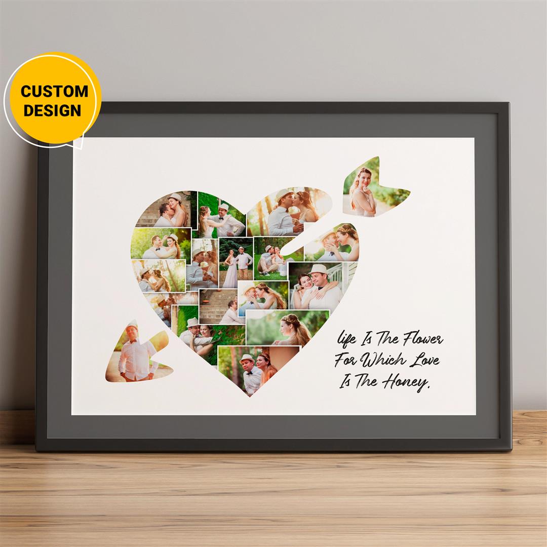 Heart-shaped personalized photo collage: A unique birthday gift for her
