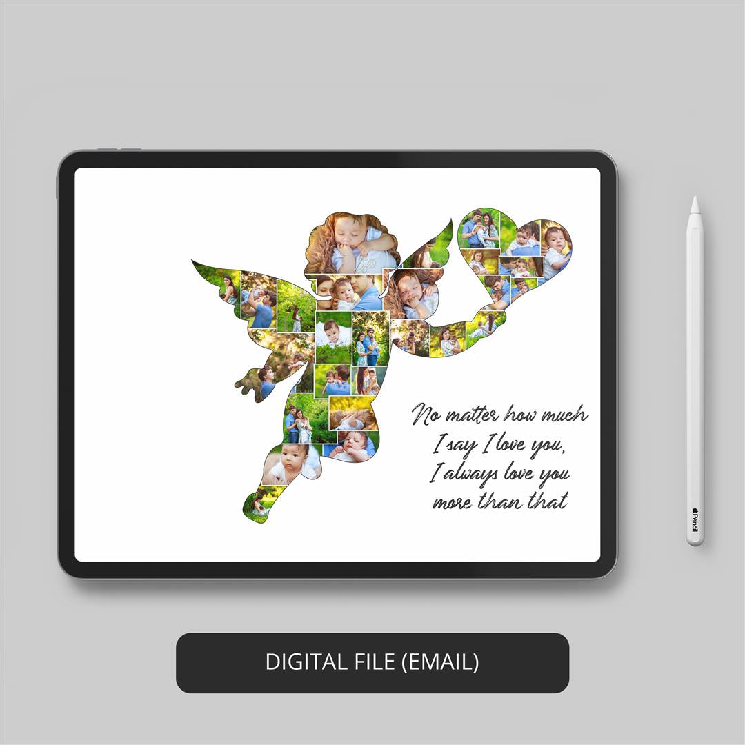 Capture precious moments with angel-themed personalized baby gifts - Photo collage