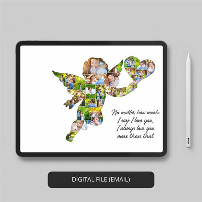 Capture precious moments with angel-themed personalized baby gifts - Photo collage