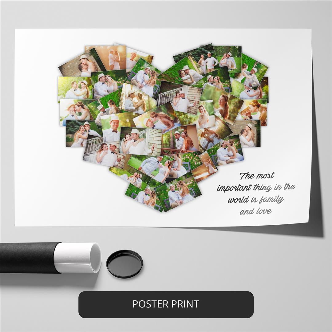 Unique Heart Shaped Photo Collage - Wedding Gift for Parents
