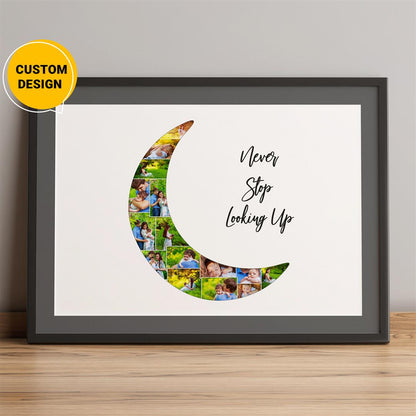 Personalized Moon Gift: Custom Photo Collage for Her - Unique Moon Wall Art