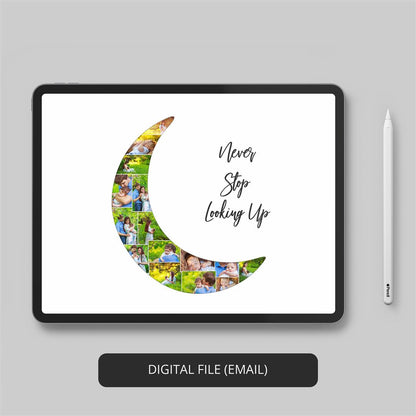Unique Moon Themed Gift: Personalized Moon Collage - Ideal for Moon Lovers