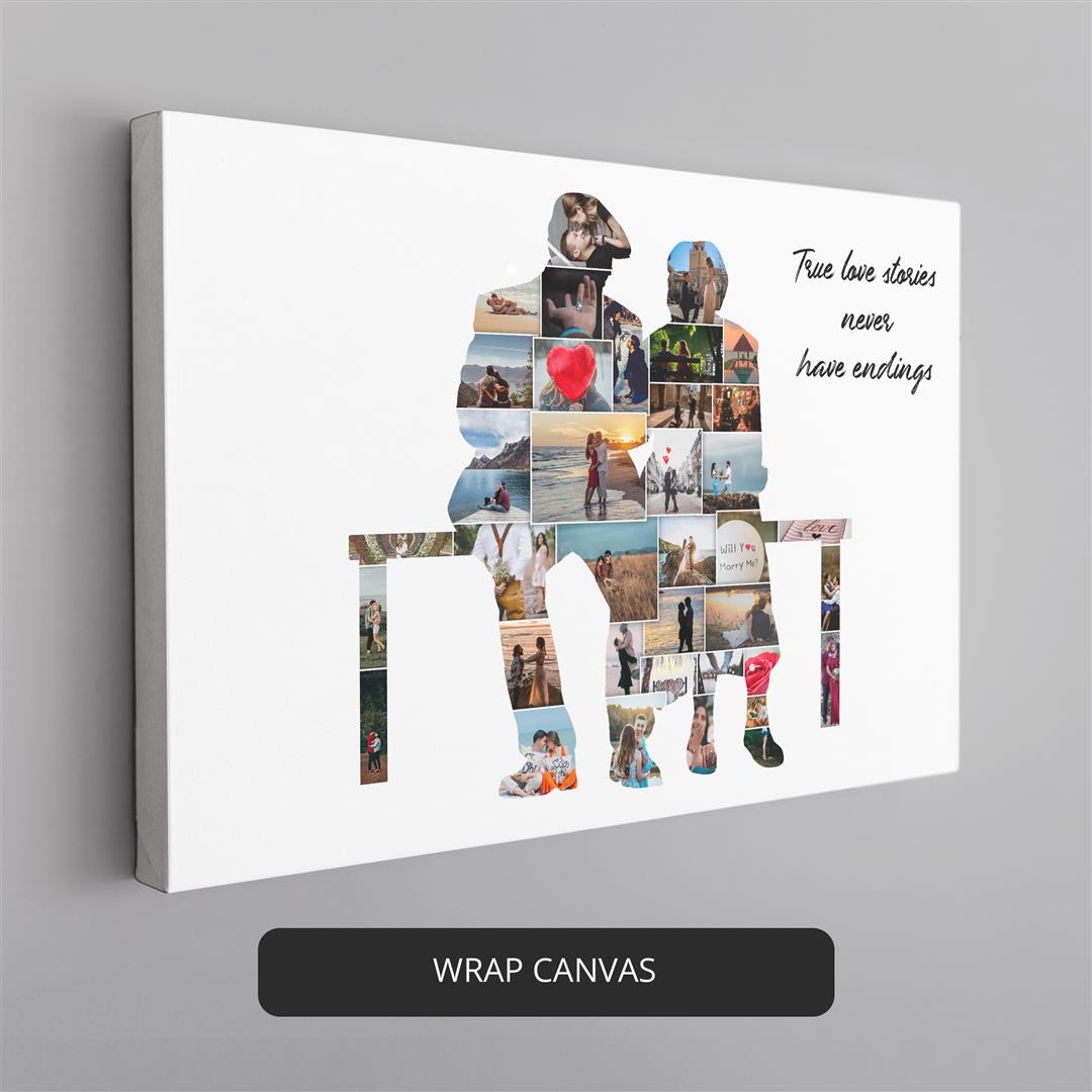 Romantic couple wall art: Customized photo collage for a loving couple