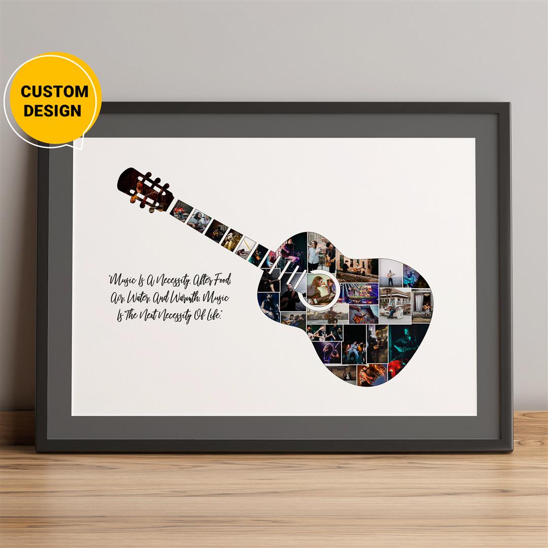 Guitar Themed Personalized Photo Collage: The Perfect Gift for Guitar Players