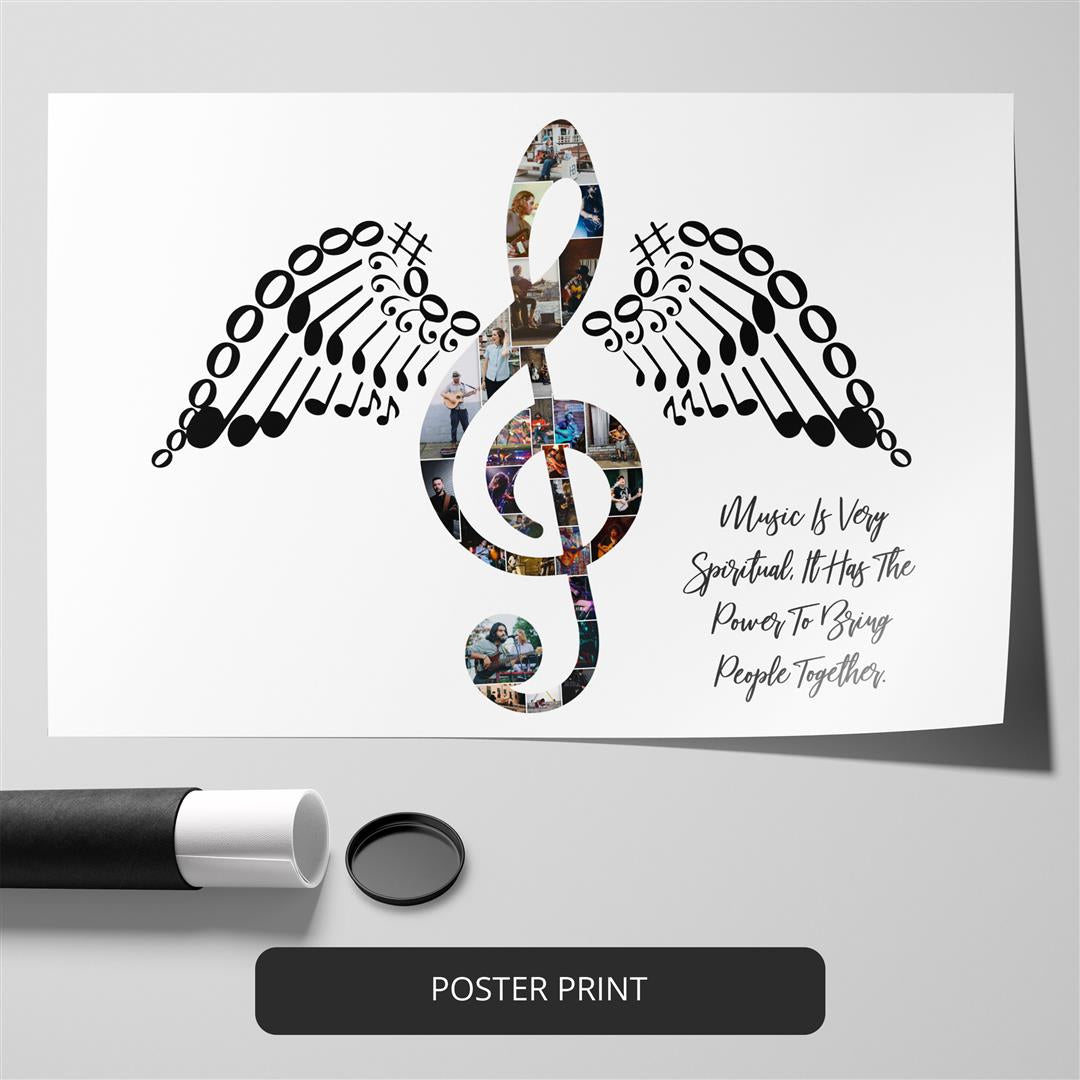 Personalized photo collage with music arts and studio art elements