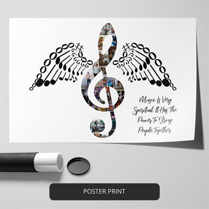 Personalized photo collage with music arts and studio art elements