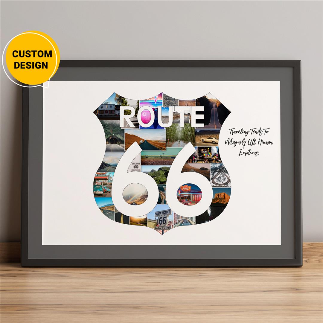 Route 66 Marathon Photos: Personalized Collage Photo Frame for Memorable Moments