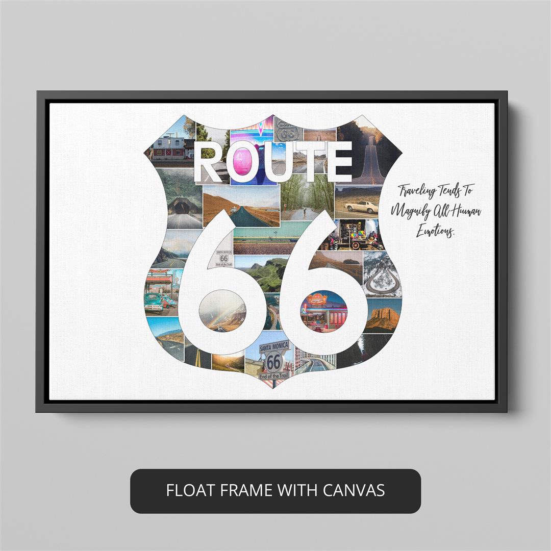 Vintage-Inspired Route 66 Poster Collage Photo Frame: Perfect Decor for Route 66 Enthusiasts