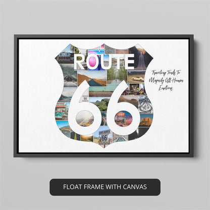 Vintage-Inspired Route 66 Poster Collage Photo Frame: Perfect Decor for Route 66 Enthusiasts