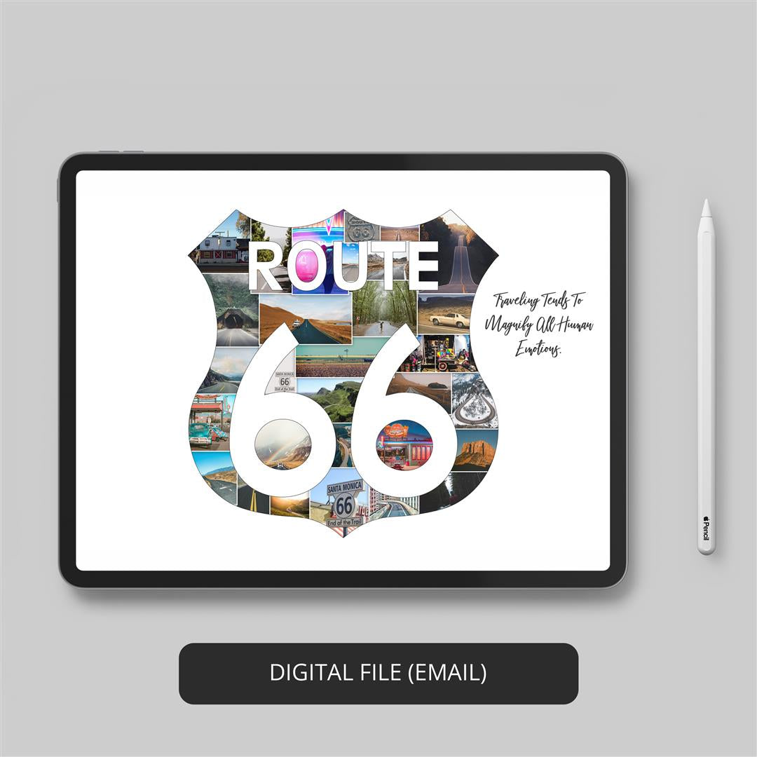 Bring the Iconic Route 66 into Your Home: Personalized Collage Photo Frame for Wall Decor