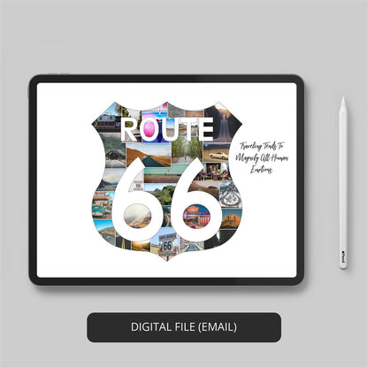 Bring the Iconic Route 66 into Your Home: Personalized Collage Photo Frame for Wall Decor