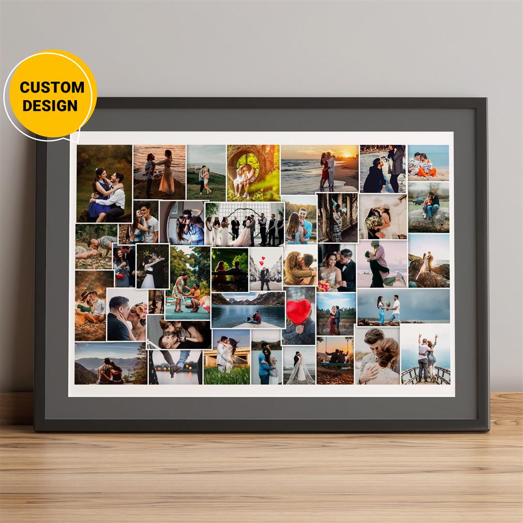 Customizable Anniversary Gift: Personalized Photo Collage for Him and Her