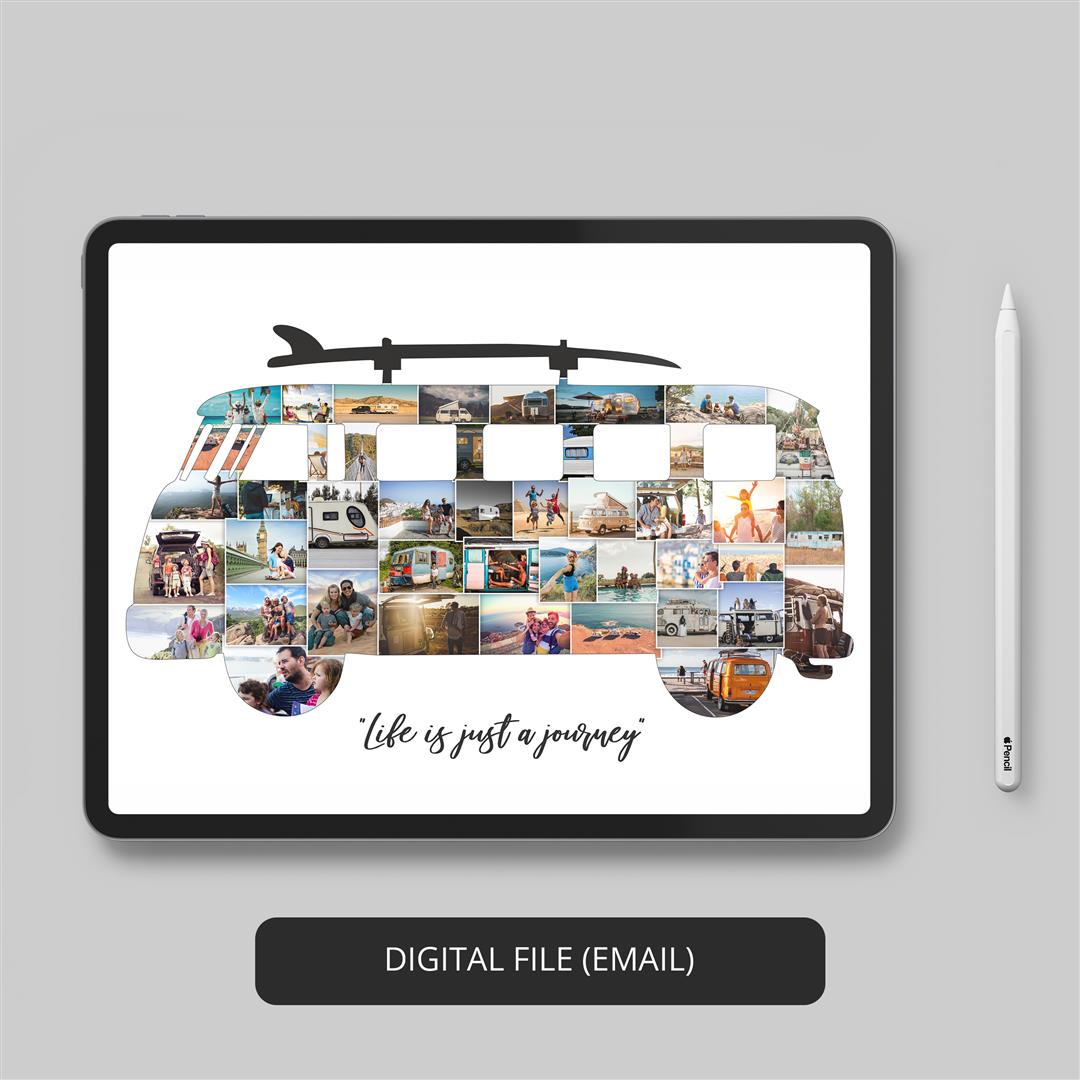 Surprise dad with personalized caravan-themed gifts: Photo collage