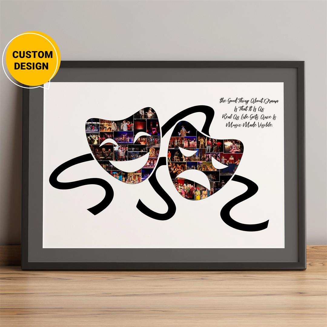 Party mask-themed personalized photo collage for drama enthusiasts