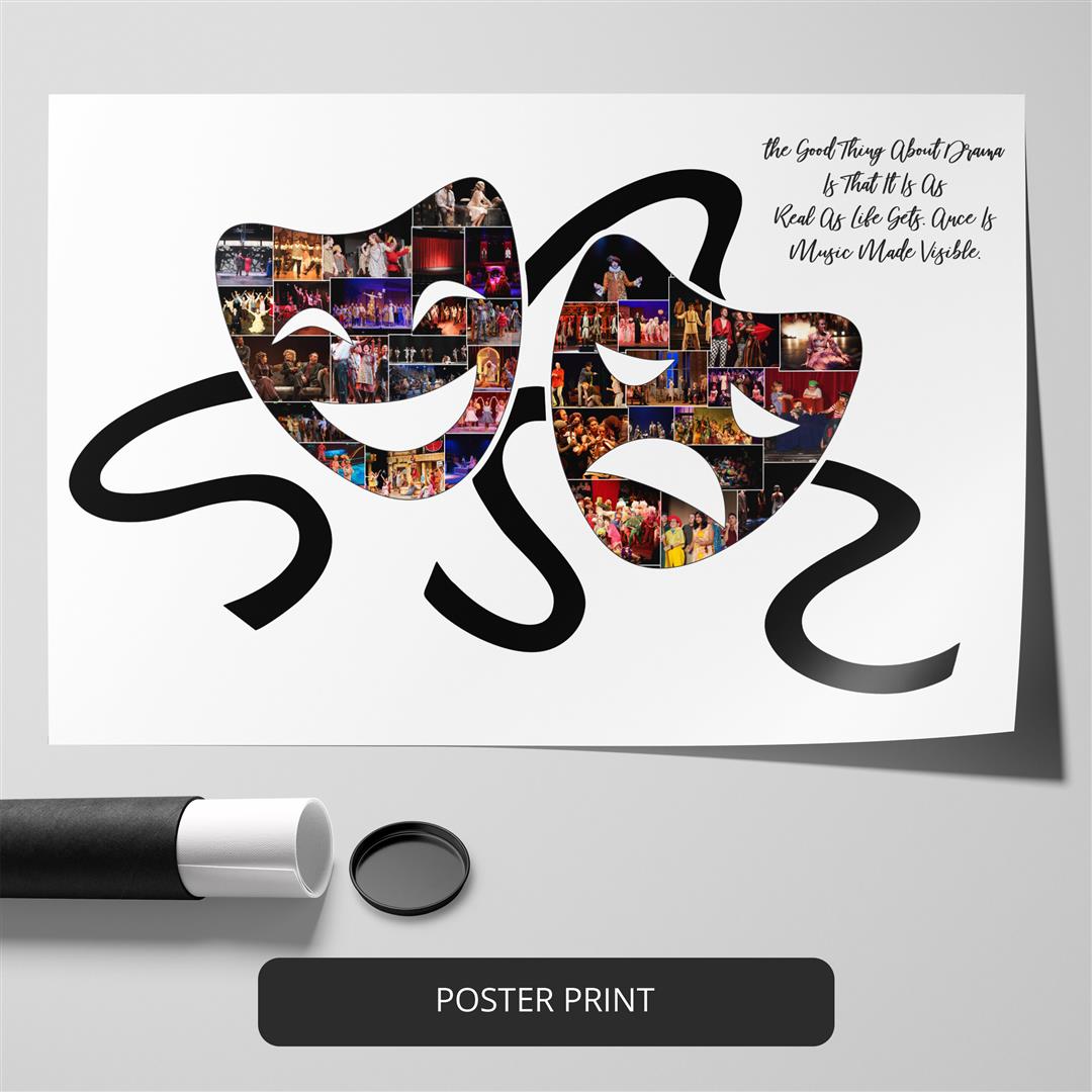 Unique drama-themed gifts: Personalized photo collage with drama masks