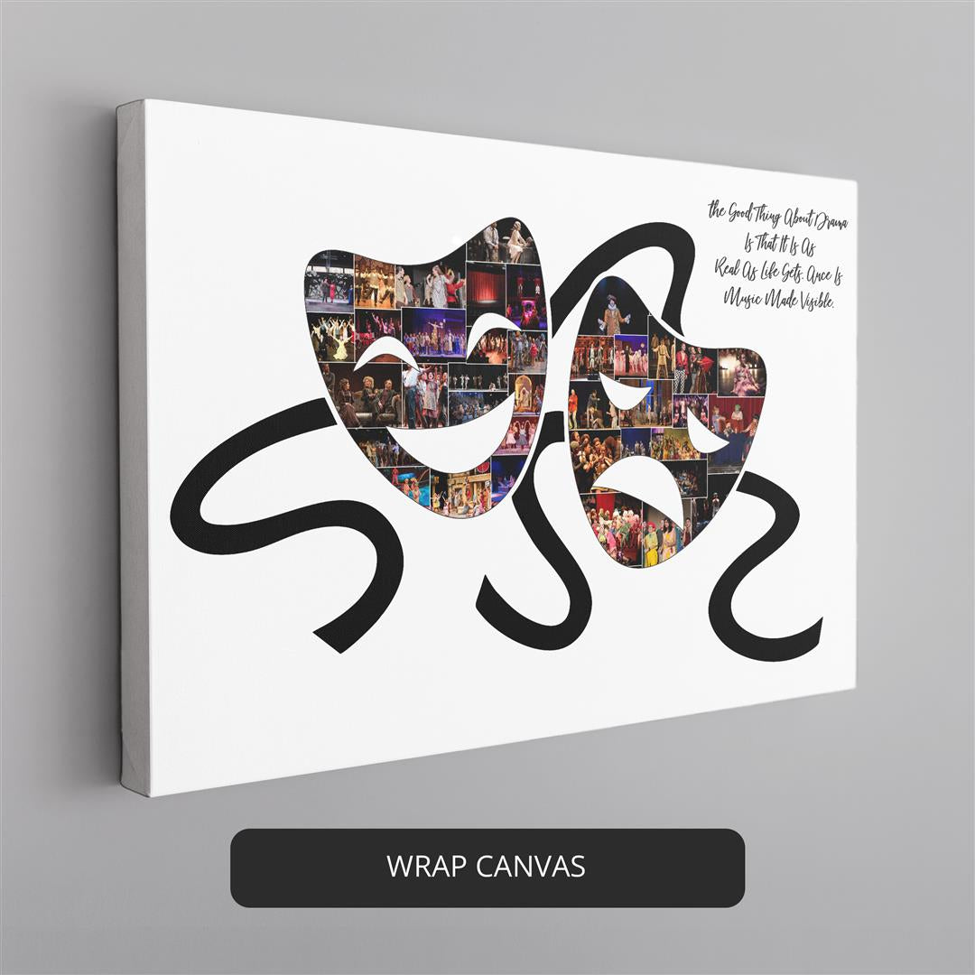 Express your creativity with a personalized drama mask photo collage